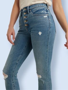 Lucky Brand High Rise Bridgette Skinny Jean NWT 00/24/XS Distressed Crop Raw Hem
